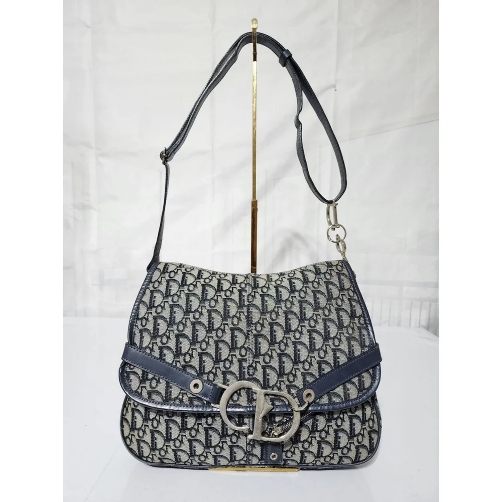 CHRISTIAN DIOR Monogram Flap Messenger Navy Blue - Picture 1 of 16